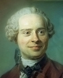 Ritratto olio su tela del famoso matematico francese Jean-Baptiste le Rond d'Alembert