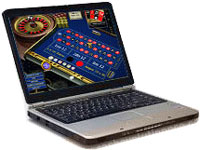 Un laptop con sullo schermo un'immagine di tavolo da roulette.